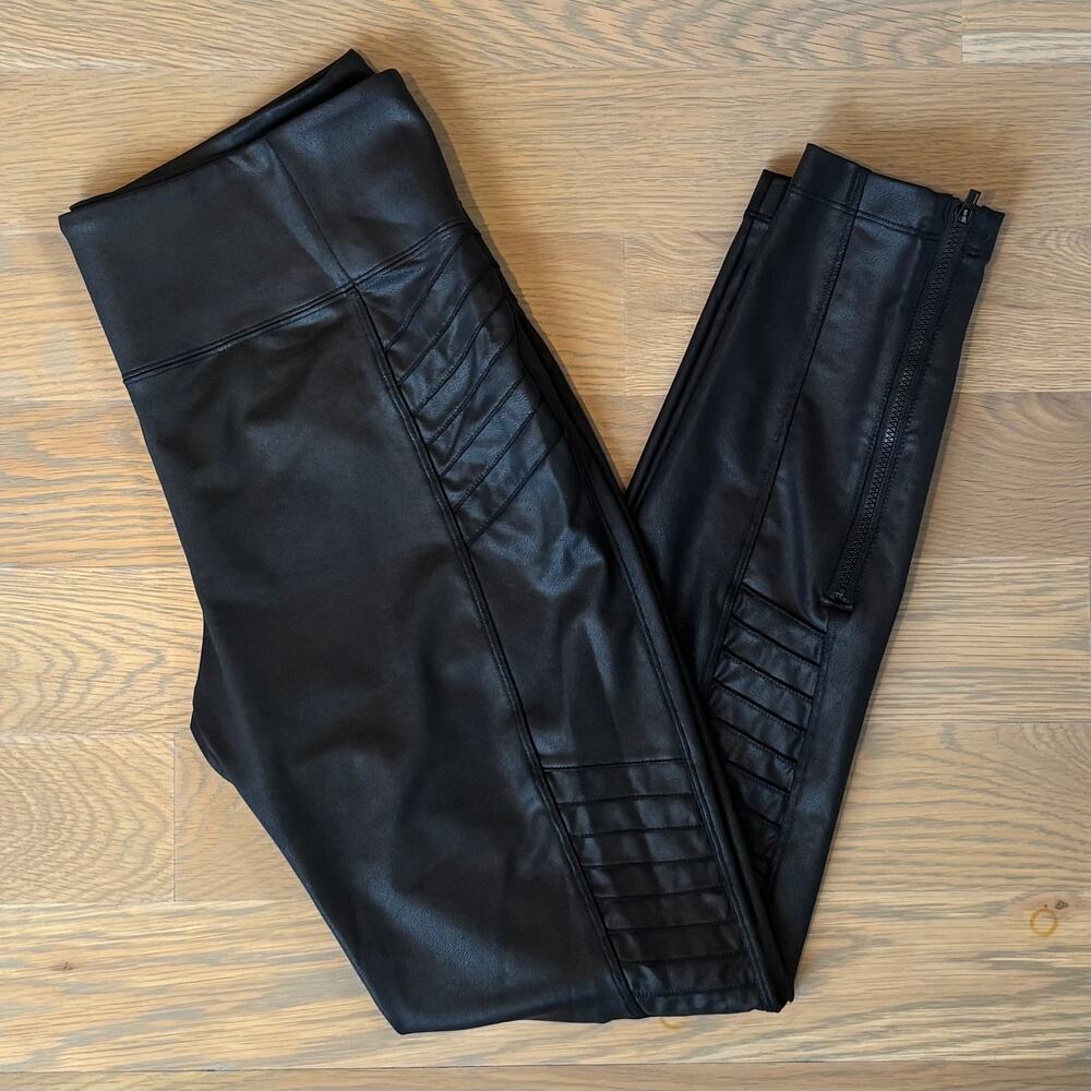 Athleta Delancey Gleam Moto Tights Leggings Black Ankle Zip Womens Size Medium - Picture 9 of 9